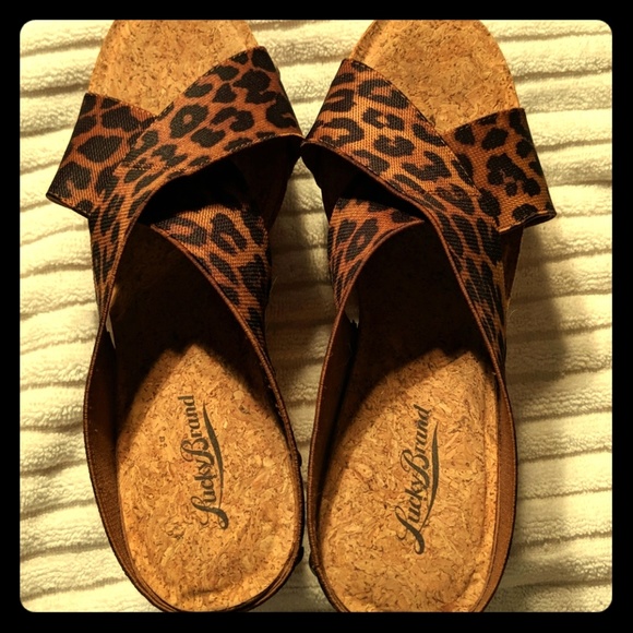 Lucky Brand Shoes - Lucky Brand wedge sandals Leopard print size 8 1/2